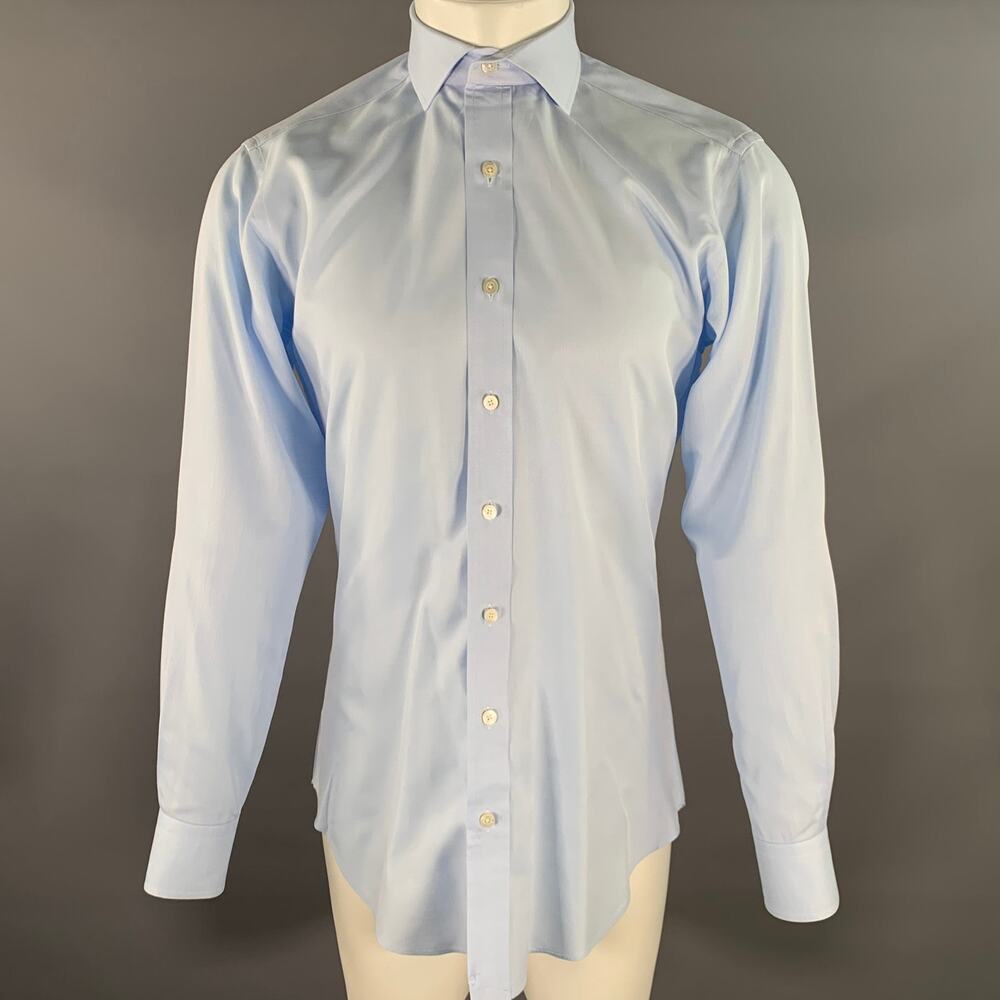 HAMILTON Size S Blue Light Blue Cotton Spread Collar Long Sleeve Shirt